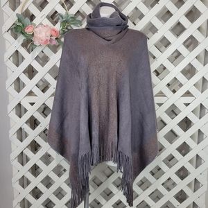 New with Tag Arianna by Howard's Cowl Neck Copper and Grey Poncho One Size